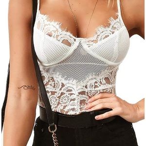 Sexy eyelash lace bodysuit. NWOT